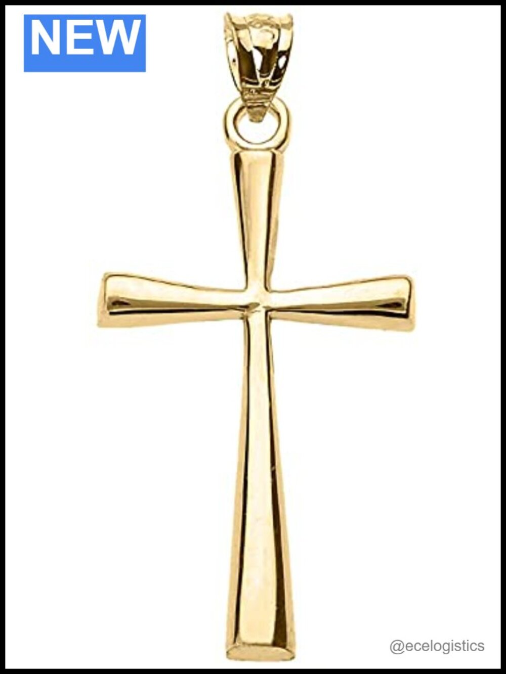 14K Solid Gold Flared Cross Pendant Necklace Charm Fine Jewelry Gift